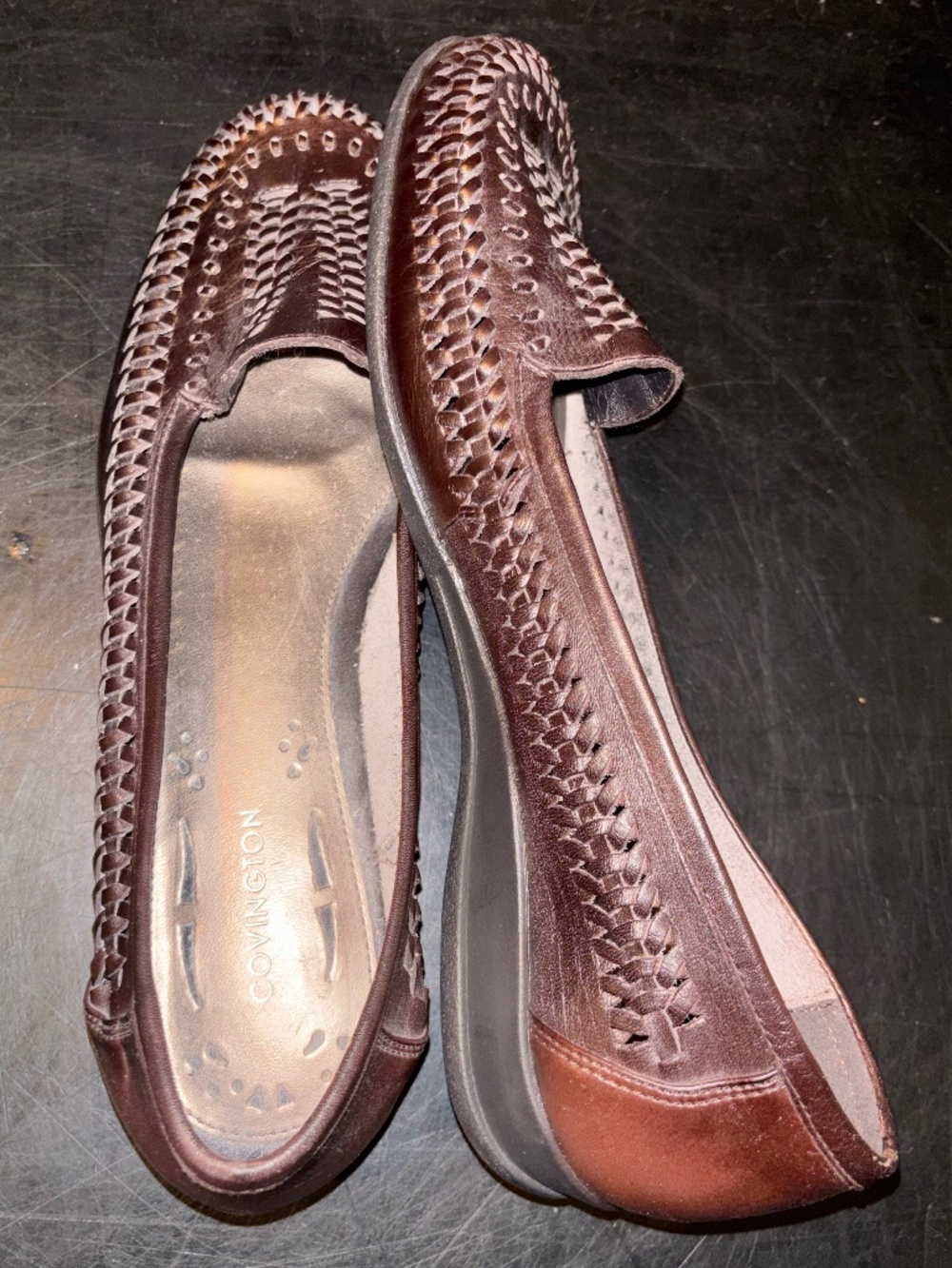 Covington Florence Women’s Brown Woven Leather Slip On Shoe Size 11